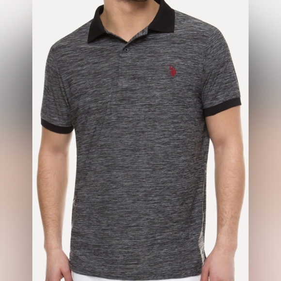 US Polo Assn. Space Dye Performance Gray Polo Shirt Size S NWT MSRP $46 - Picture 1 of 5